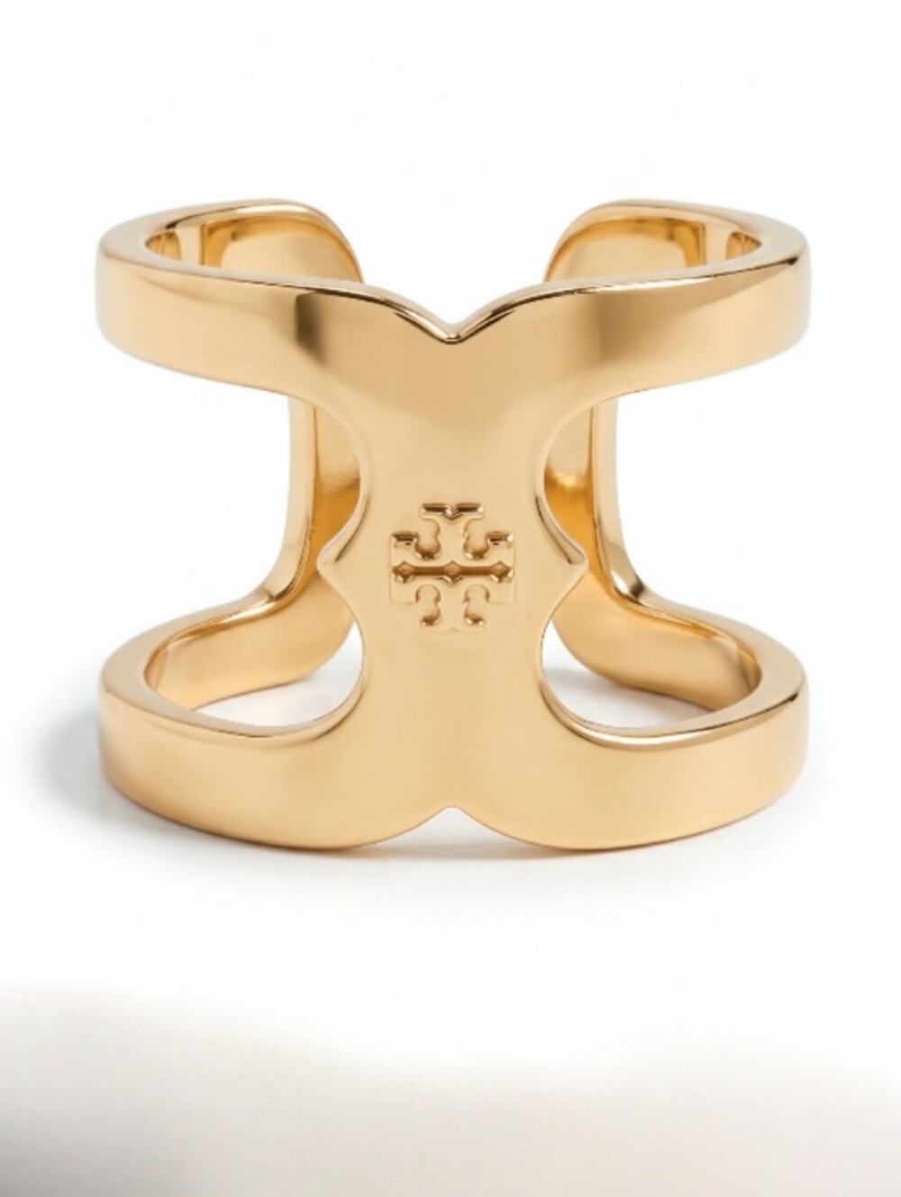 Tory Burch Polished Gold Logo Open Band Ring